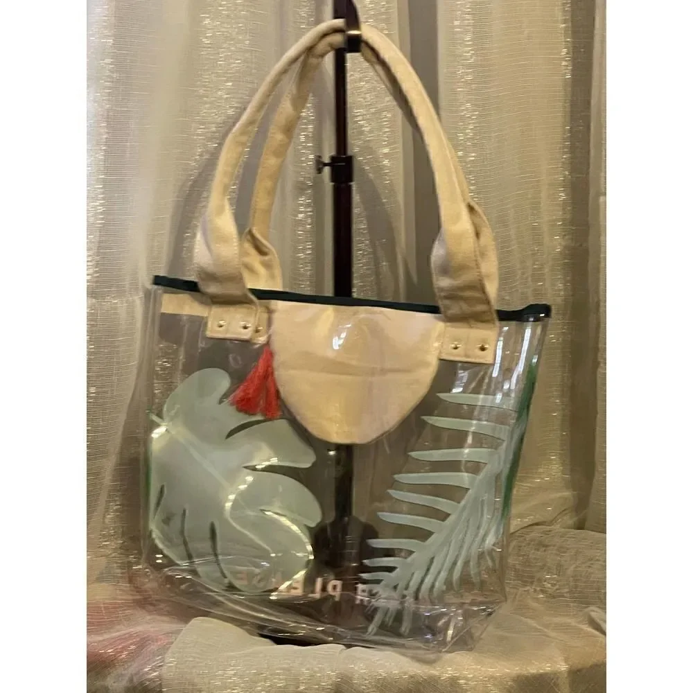 Benefit hoola clear pvf fern tropical beach please tote bag